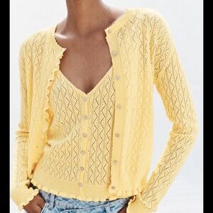POINTELLE RUFFLED CARDIGAN AND TOP